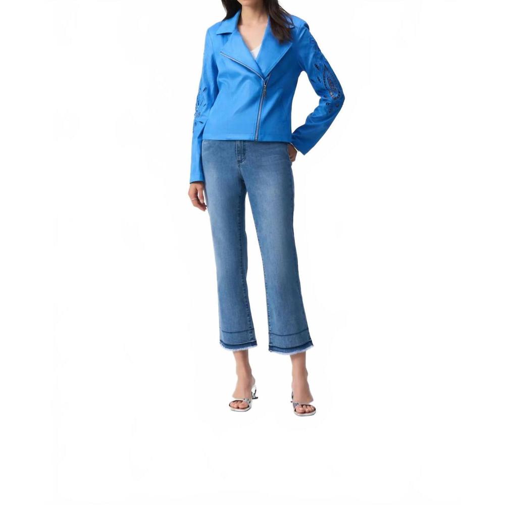 NEW JOSEPH RIBKOFF foiled faux suede moto style jacket in moonstone